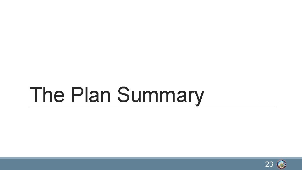 The Plan Summary 23 