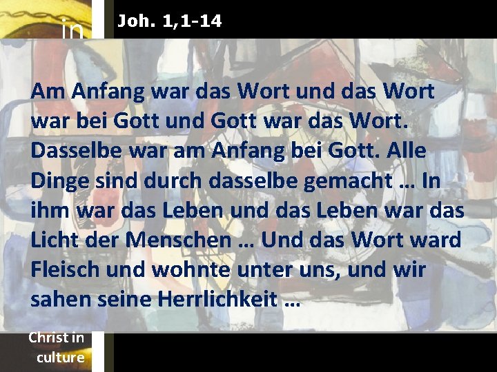 in car Am Anfang war das Wort und das Wort nate war bei Gott