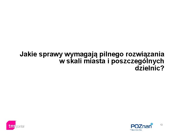 Jakie sprawy wymagają pilnego rozwiązania w skali miasta i poszczególnych dzielnic? 13 