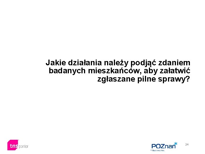 Jakie działania należy podjąć zdaniem badanych mieszkańców, aby załatwić zgłaszane pilne sprawy? 24 