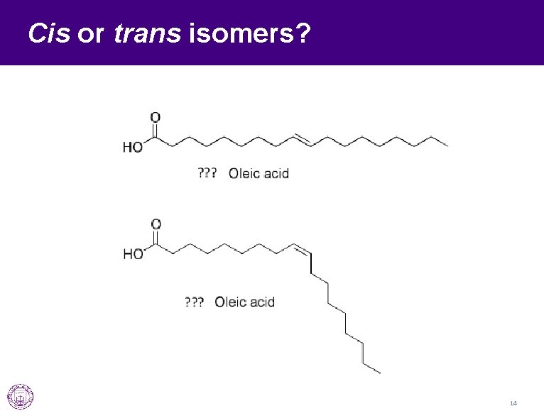 Cis or trans isomers? 14 