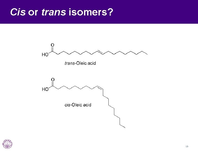 Cis or trans isomers? 15 