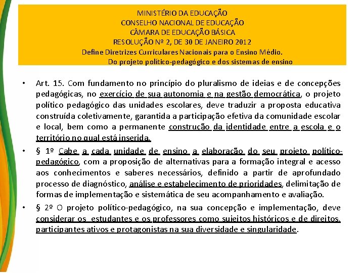 MINISTÉRIO DA EDUCAÇÃO CONSELHO NACIONAL DE EDUCAÇÃO C MARA DE EDUCAÇÃO BÁSICA RESOLUÇÃO Nº