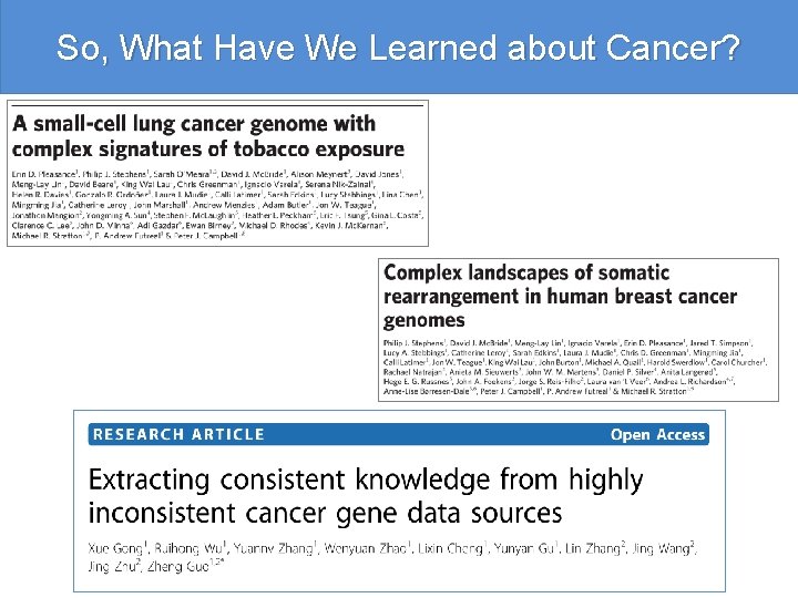 So, What Have We Learned about Cancer? 