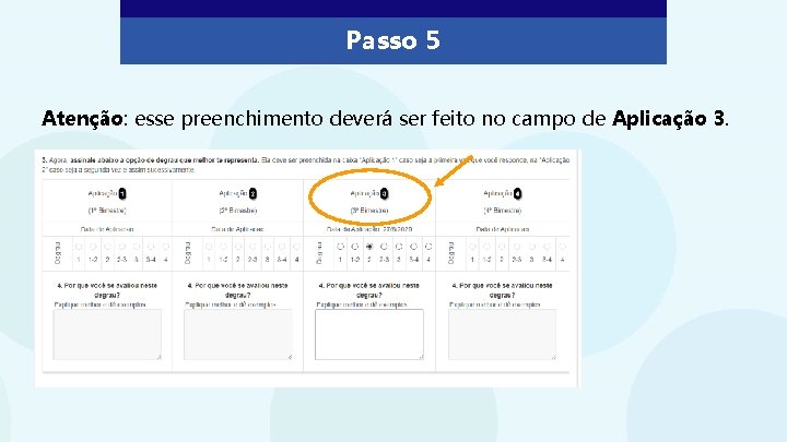 Passo 5 Atenção: esse preenchimento deverá ser feito no campo de Aplicação 3. 