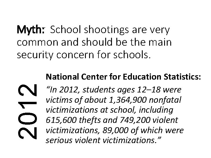 2012 Myth: School shootings are very common and should be the main security concern