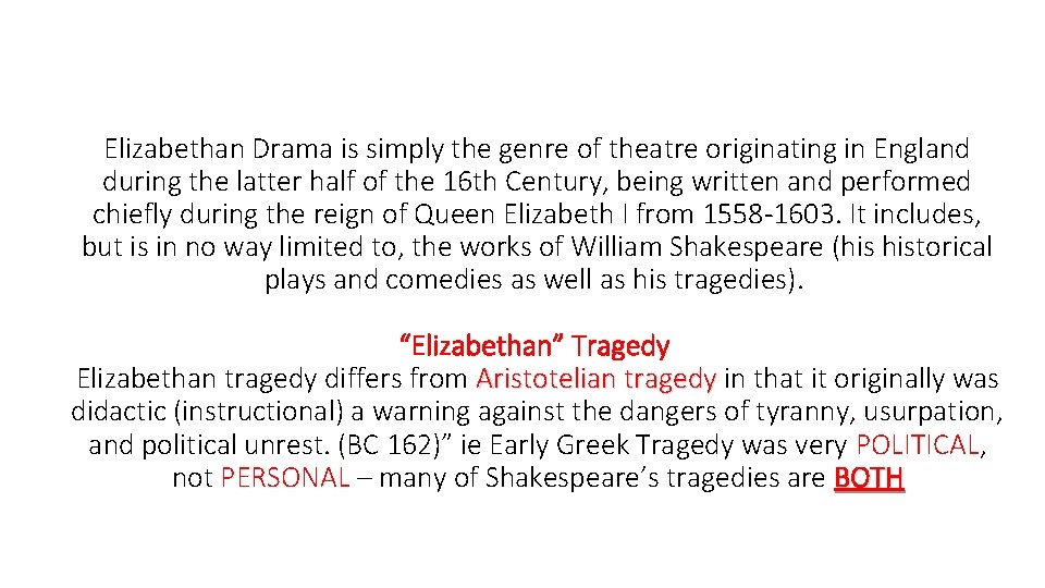 An Introduction to Tragedy Elizabethan Jacobean Revenge Tragedy