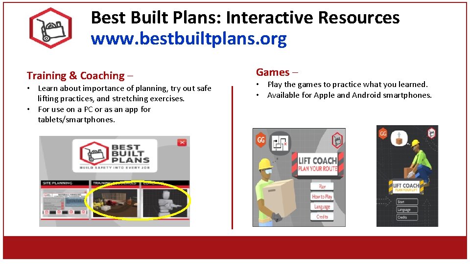 Best Built Plans: Interactive Resources www. bestbuiltplans. org Training & Coaching – • Learn