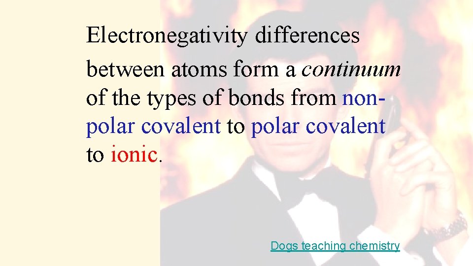 Electronegativity differences between atoms form a continuum of the types of bonds from nonpolar