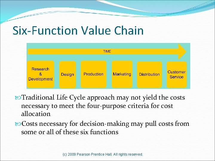 Six-Function Value Chain Traditional Life Cycle approach may not yield the costs necessary to