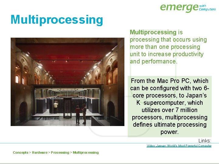 Multiprocessing is processing that occurs using more than one processing unit to increase productivity