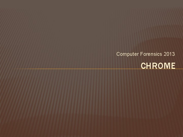 Computer Forensics 2013 CHROME 