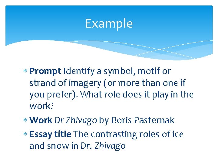 Example Prompt Identify a symbol, motif or strand of imagery (or more than one