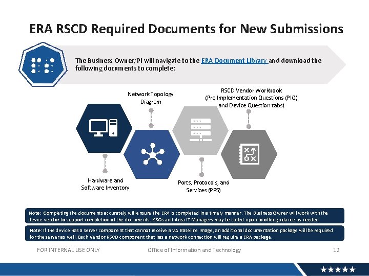 ERA RSCD Required Documents for New Submissions The Business Owner/PI will navigate to the