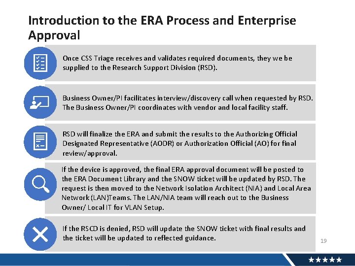 Introduction to the ERA Process and Enterprise Approval Once CSS Triage receives and validates
