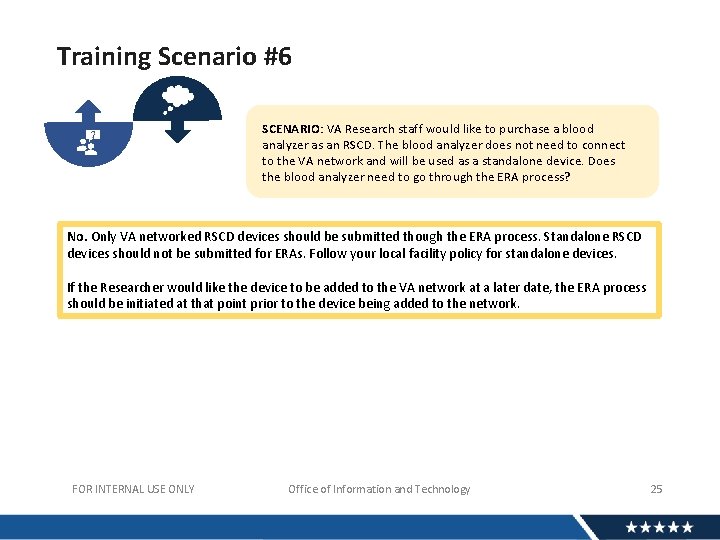 Training Scenario #6 SCENARIO: VA Research staff would like to purchase a blood analyzer