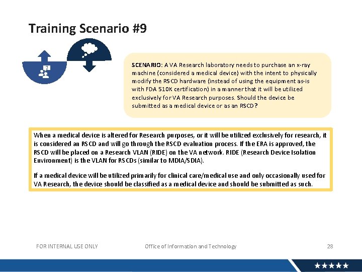 Training Scenario #9 SCENARIO: A VA Research laboratory needs to purchase an x-ray machine