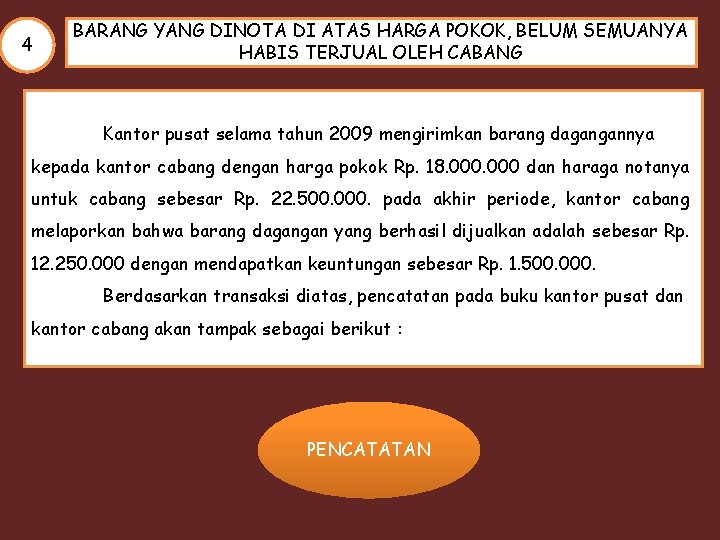 4 BARANG YANG DINOTA DI ATAS HARGA POKOK, BELUM SEMUANYA HABIS TERJUAL OLEH CABANG