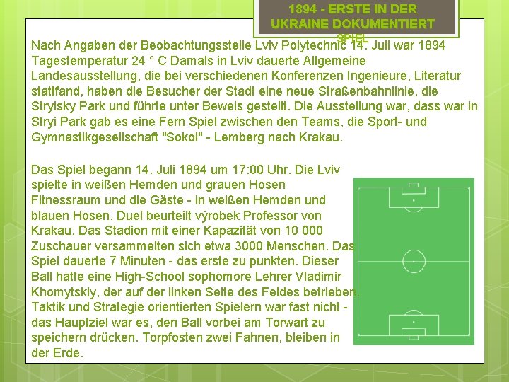 1894 - ERSTE IN DER UKRAINE DOKUMENTIERT SPIEL Nach Angaben der Beobachtungsstelle Lviv Polytechnic