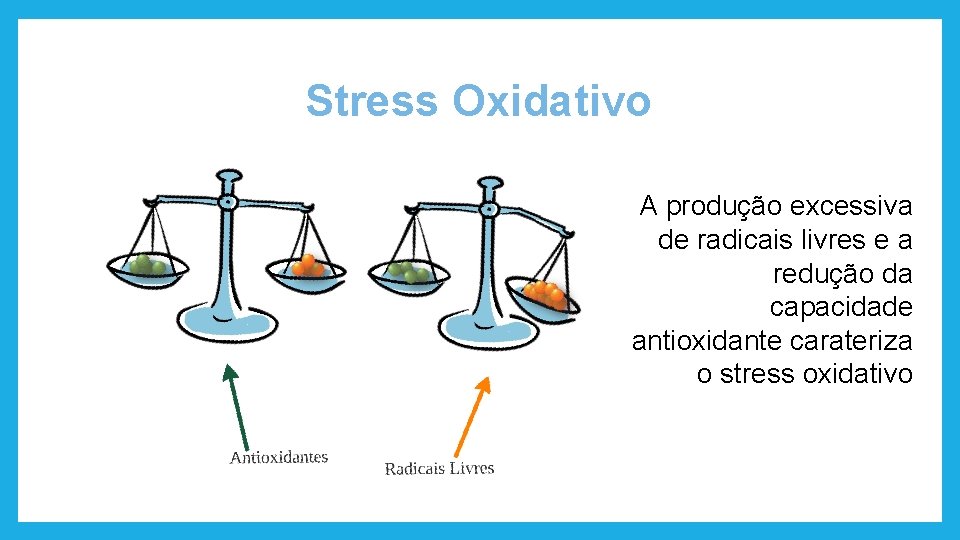 Stress Oxidativo A produção excessiva de radicais livres e a redução da capacidade antioxidante