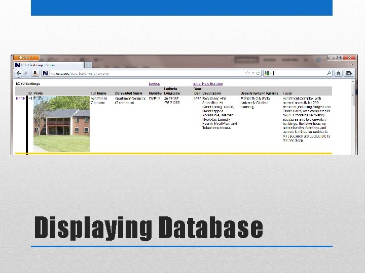 Displaying Database 