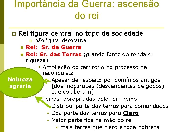 Importância da Guerra: ascensão do rei p Rei figura central no topo da sociedade