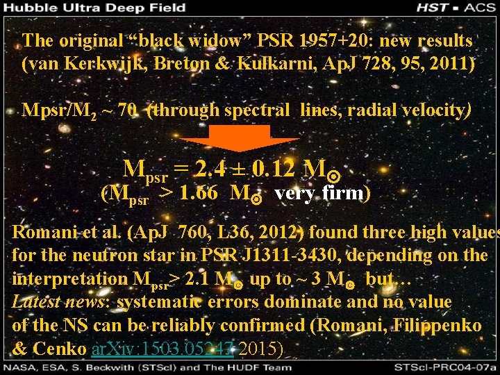 The original “black widow” PSR 1957+20: new results (van Kerkwijk, Breton & Kulkarni, Ap.