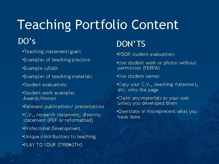 Introducing Teaching Portfolios Alexandra BittonBailey Academic ...