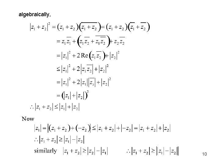 algebraically, Now 10 