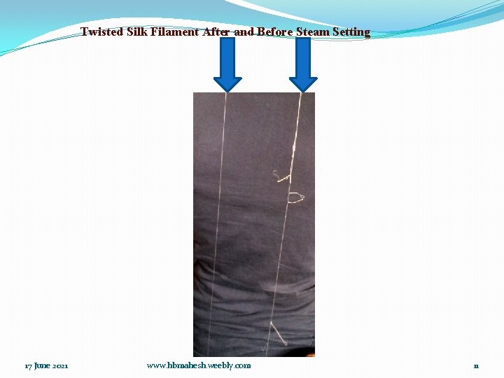 Twisted Silk Filament After and Before Steam Setting 17 June 2021 www. hbmahesh. weebly.