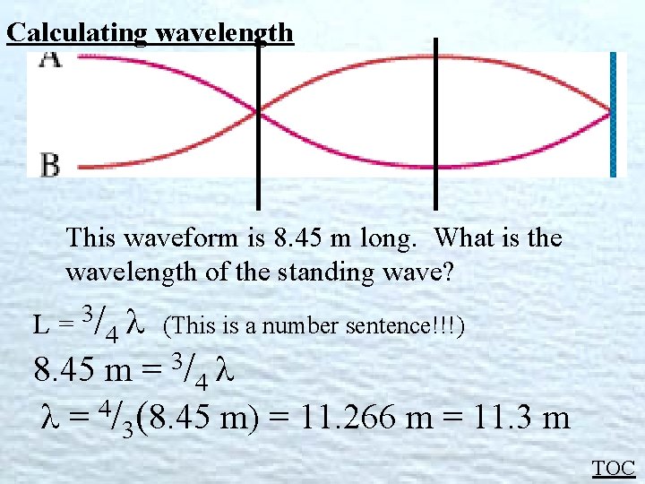Calculating wavelength This waveform is 8. 45 m long. What is the wavelength of