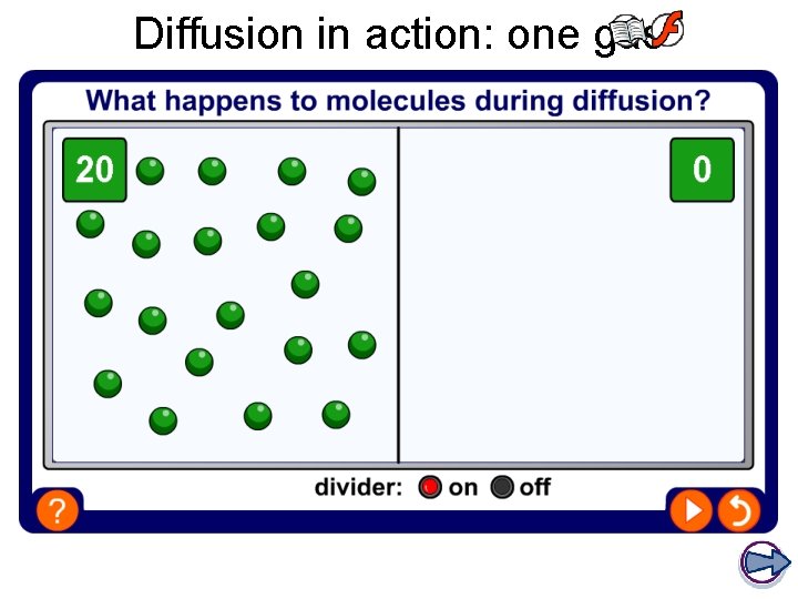 Diffusion in action: one gas Diffusion in action: one gas