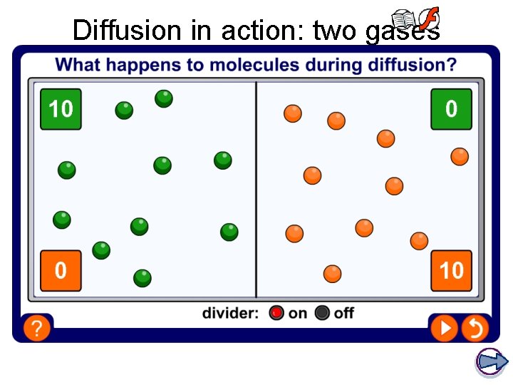 Diffusion in action: two gases Diffusion in action: two gases