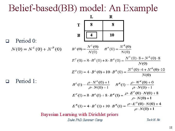 Belief-based(BB) model: An Example L q Period 0: q Period 1: R T 8