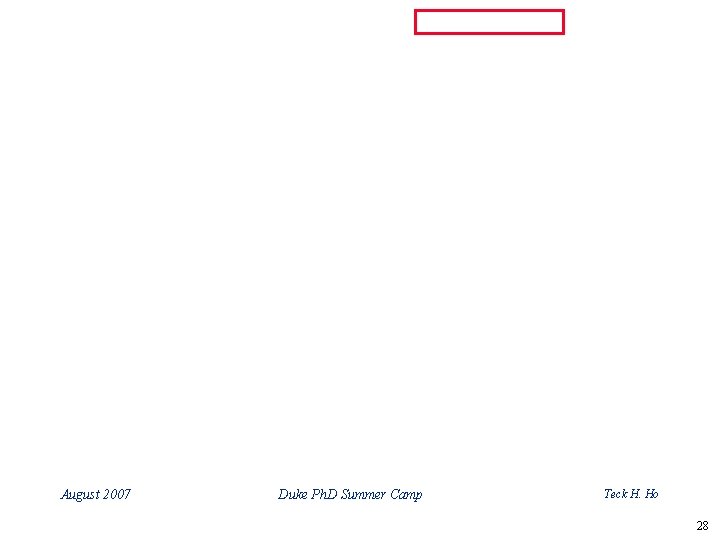 August 2007 Duke Ph. D Summer Camp Teck H. Ho 28 