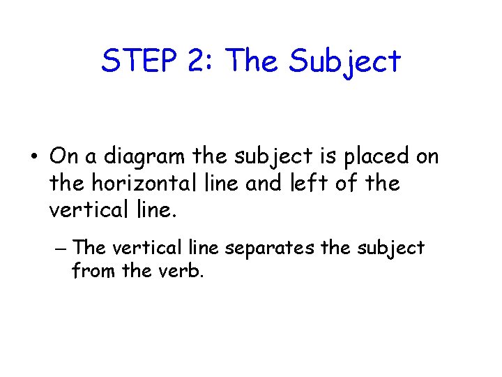 STEP 2: The Subject • On a diagram the subject is placed on the