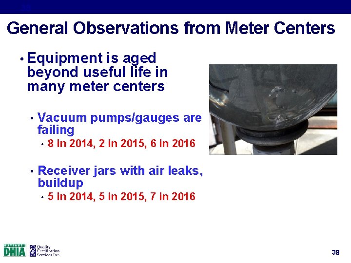 38 General Observations from Meter Centers • Equipment is aged beyond useful life in