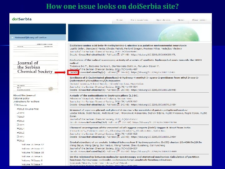 How one issue looks on doi. Serbia site? 