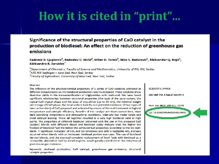 How it is cited in “print”. . . 