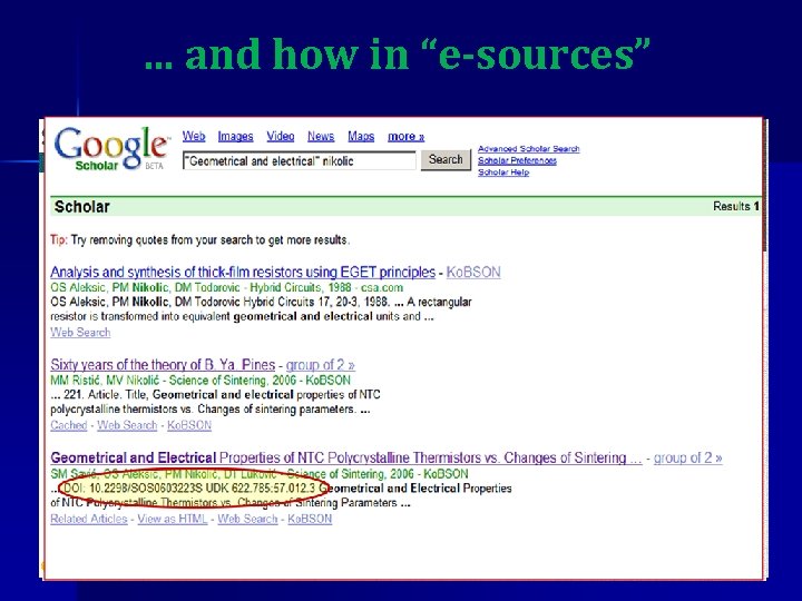 . . . and how in “e-sources” 