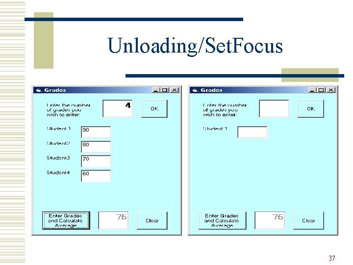 Unloading/Set. Focus 37 