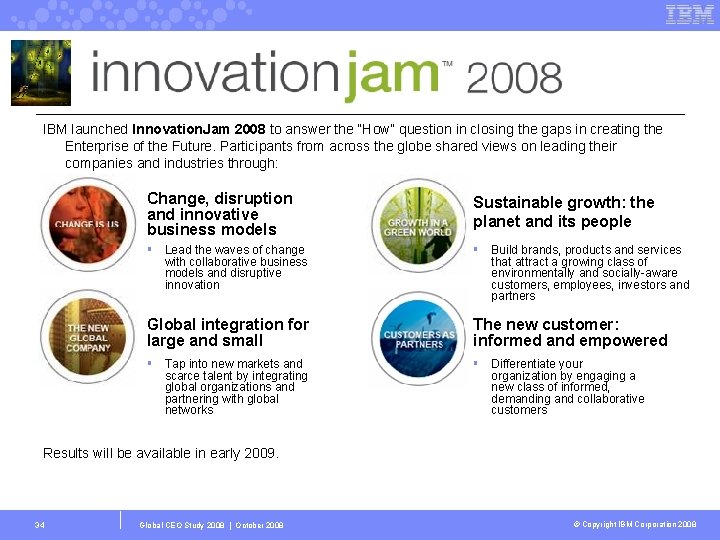 IBM launched Innovation. Jam 2008 to answer the “How” question in closing the gaps