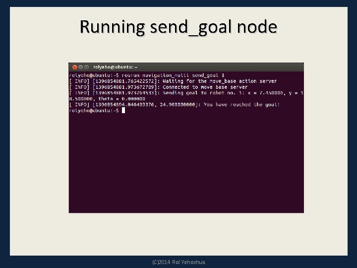 Running send_goal node (C)2014 Roi Yehoshua 