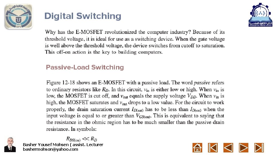 Basher Yousef Mohsen ( assist. Lecturer bashermohson@yahoo. com 