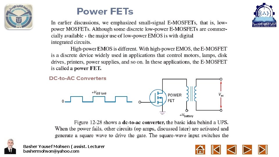 Basher Yousef Mohsen ( assist. Lecturer bashermohson@yahoo. com 