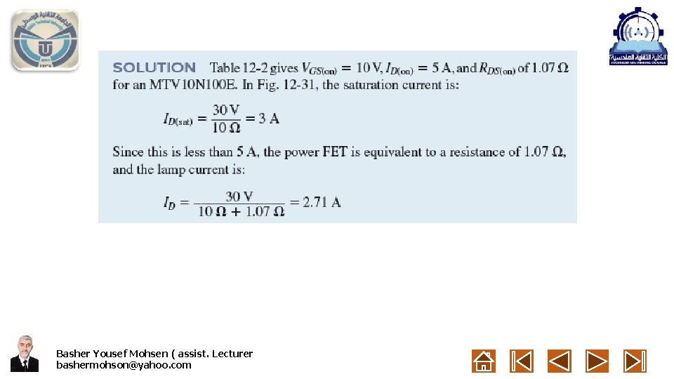 Basher Yousef Mohsen ( assist. Lecturer bashermohson@yahoo. com 