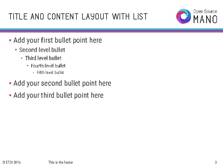 TITLE AND CONTENT LAYOUT WITH LIST • Add your first bullet point here •