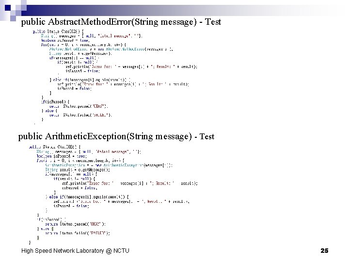 public Abstract. Method. Error(String message) - Test public Arithmetic. Exception(String message) - Test High