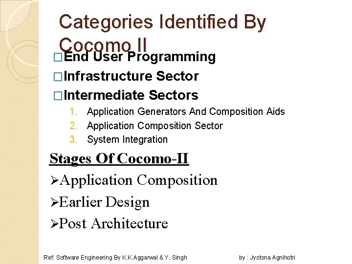 Categories Identified By Cocomo II �End User Programming �Infrastructure Sector �Intermediate Sectors 1. Application Categories Identified By Cocomo II �End User Programming �Infrastructure Sector �Intermediate Sectors 1. Application