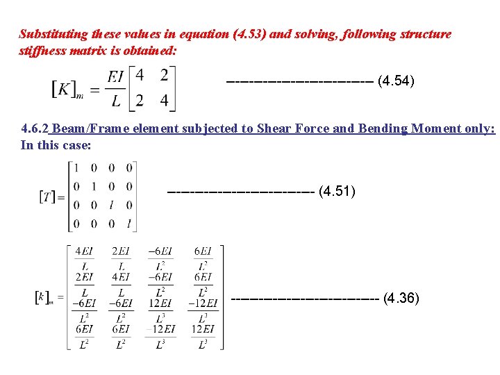 Substituting these values in equation (4. 53) and solving, following structure stiffness matrix is